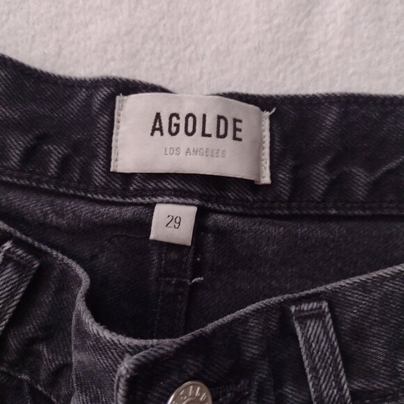 Agolde Parker Shorts 29 Washed Black Fray Rigid Denim Distressed Short Cutoffs - Picture 3 of 10